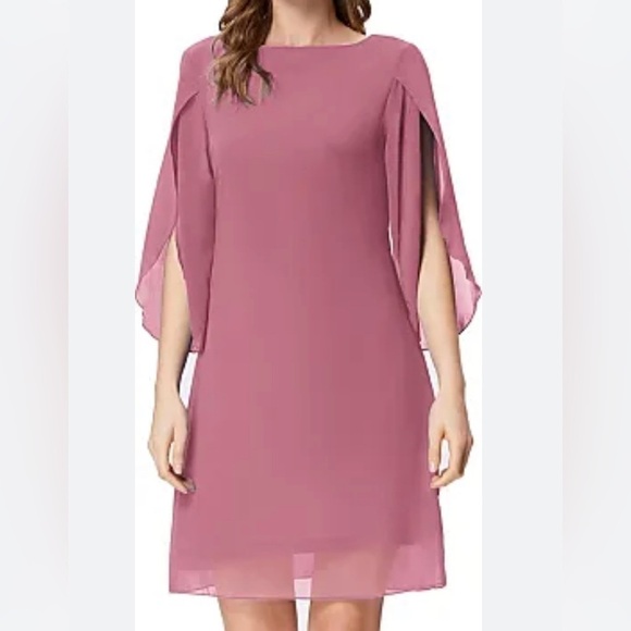 NWT Grace Karin Rose Pink flutter Slit Sleeves Midi Dress Size 3XL - Picture 1 of 7